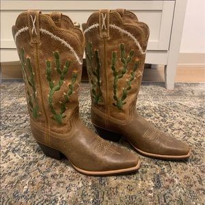 Twisted X Leather Boots with Embroidered Cacti